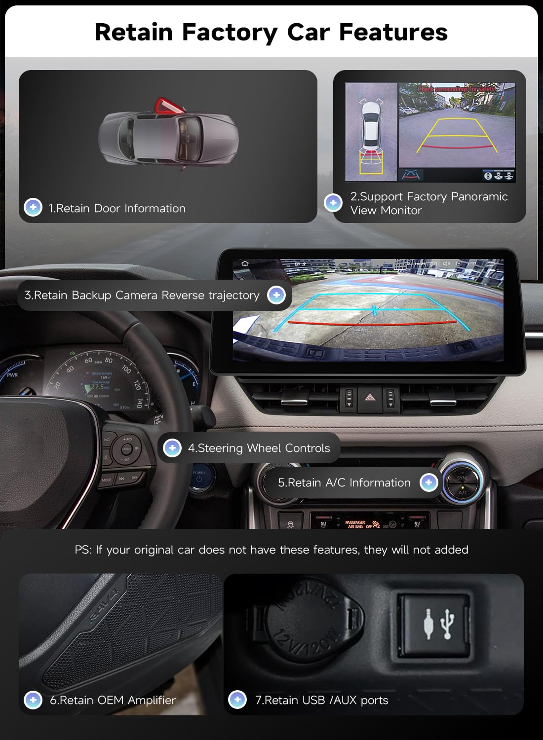 Roadanvi Android 14 6G+128G 12.3" Car Stereo for Toyota RAV4 2019-2022 Wireless Carplay Android Auto Car Radio Bluetooth 5.2 Head Unit QLED 1920x720 Touch Screen DTS GPS Navigation, X14 Series