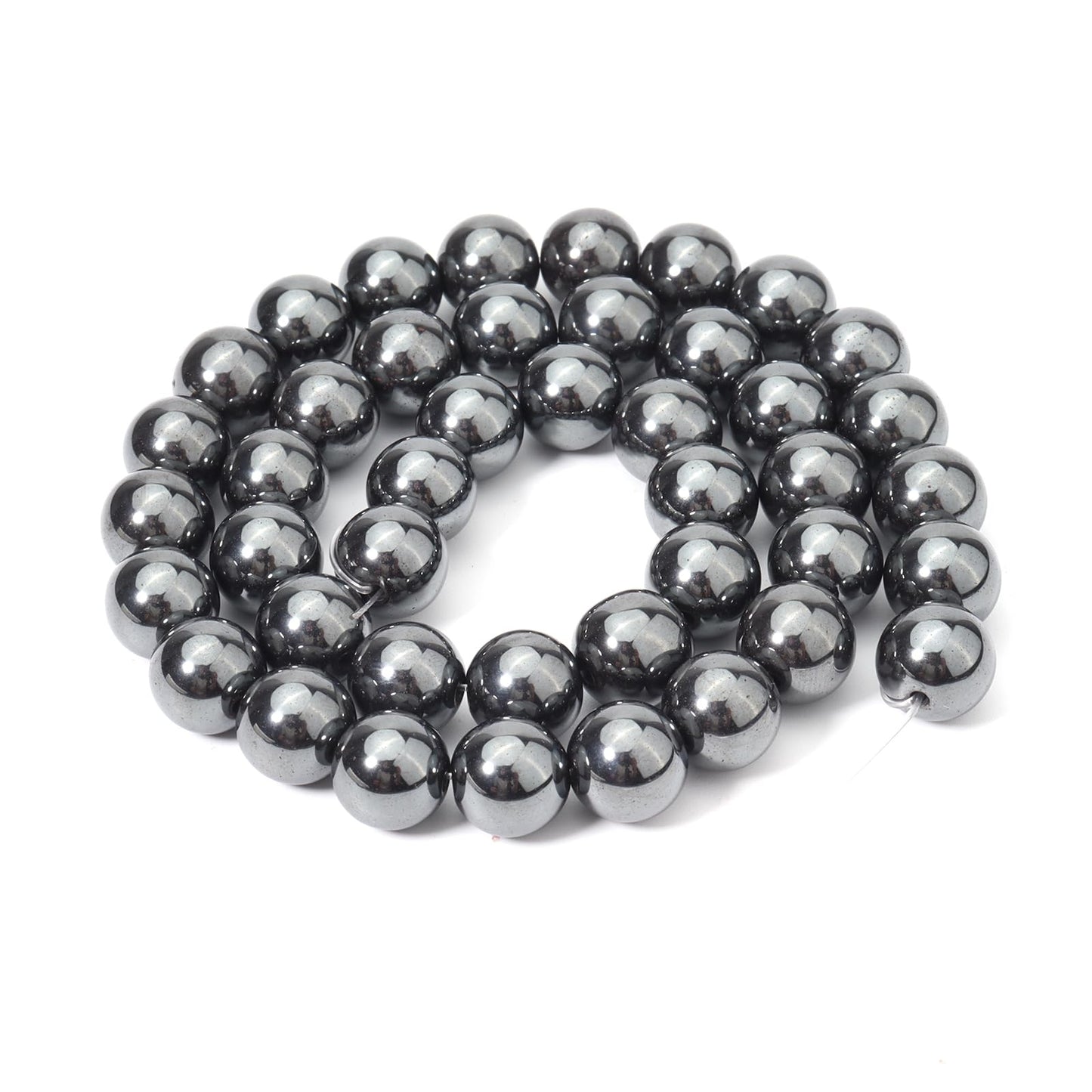 Siomia 60pcs 6mm Natural Black Hematite Beads Energy Healing Crystal Round Loose Stone Beads for Jewelry Making, DIY Bracelets Necklaces