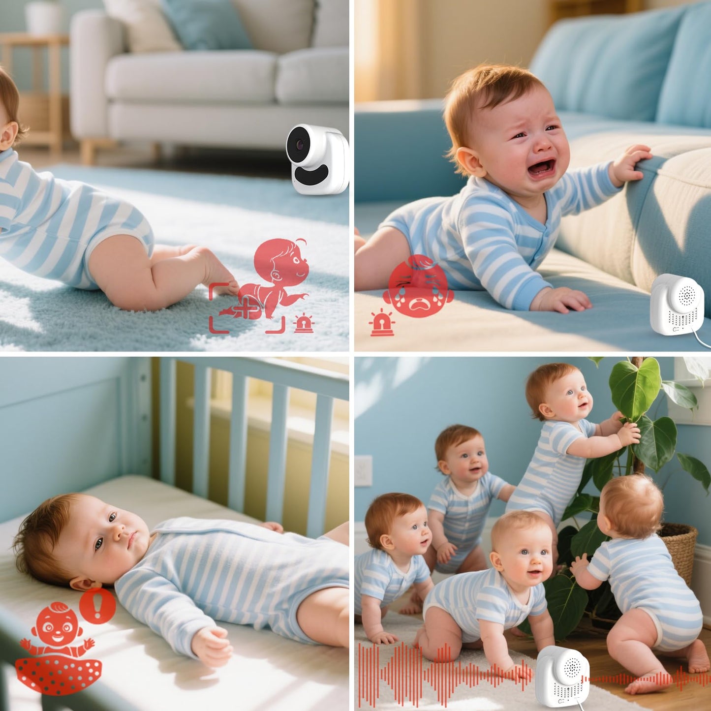 VIZOLINK Baby Monitor with Camera and Audio, 2.8" Video Baby Monitor with Secure Transmission No WiFi, Night Vision, Temperature Sensor, Two-Way Talk, Al Off-Lens Detection, Feeding Reminder