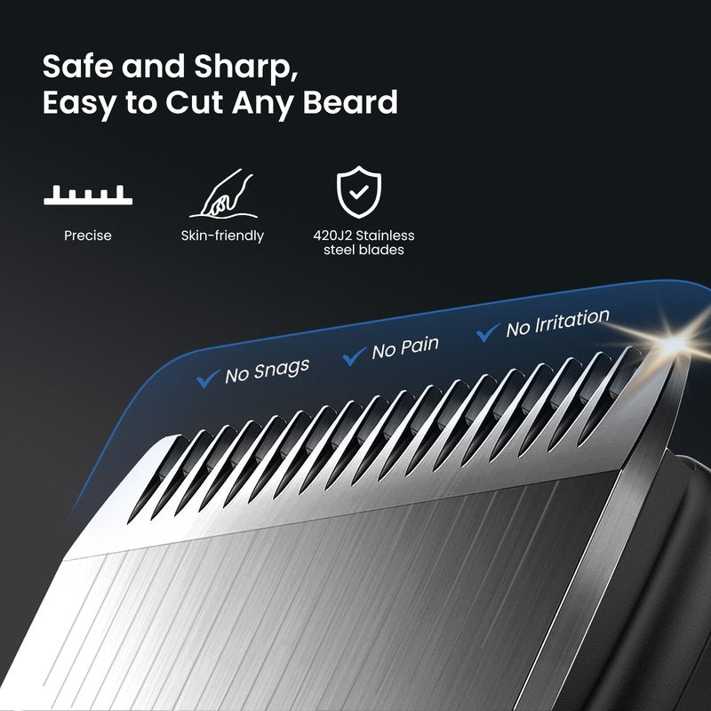 MAXGROOM 6 in 1 Beard Trimmer for Men, Waterproof Cordless Electric Razor Shaver, Men's Grooming Kit for Mustache, Hair, Face, Nose and Body, USB Recharge Dock - Black
