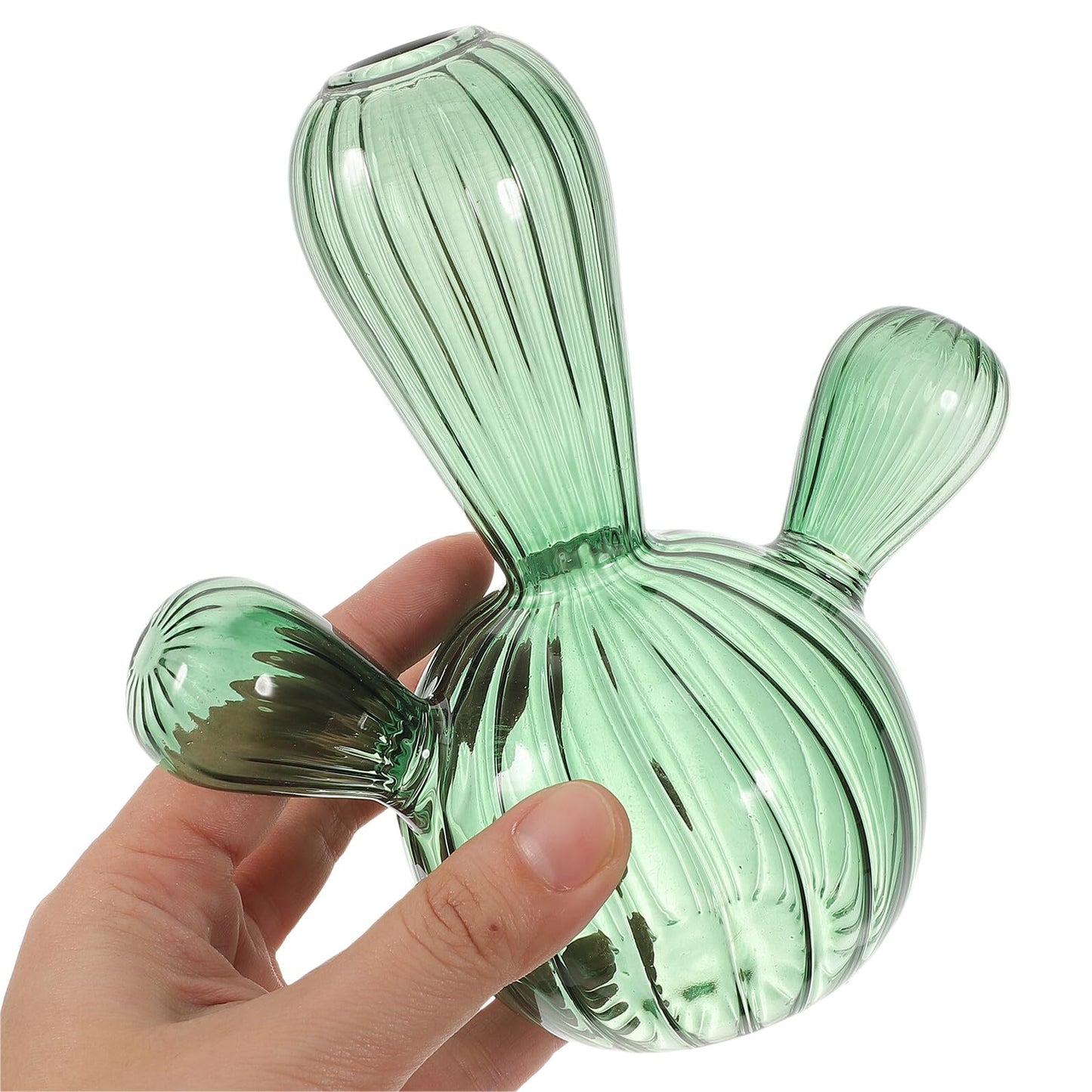 Holibanna Glass Cactus Vase Hydroponic Plant Container Small Green Glass Terrarium Decorative Vase for Succulent Display Desktop Home Décor