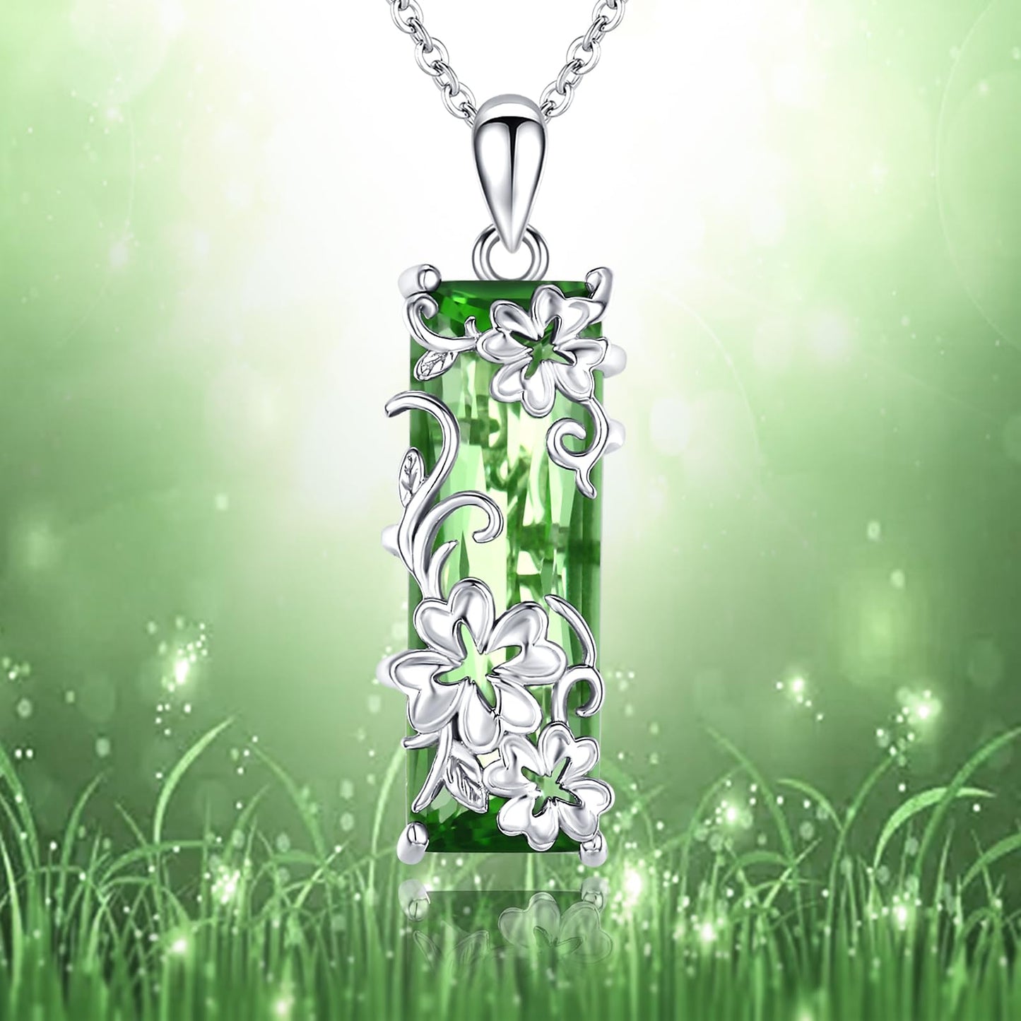 AENEAS Valentines Day Gifts for Women Her Clover Necklace 925 Sterling Silver Green Crystal Pendant Clover Jewelry Gifts for Her Wife