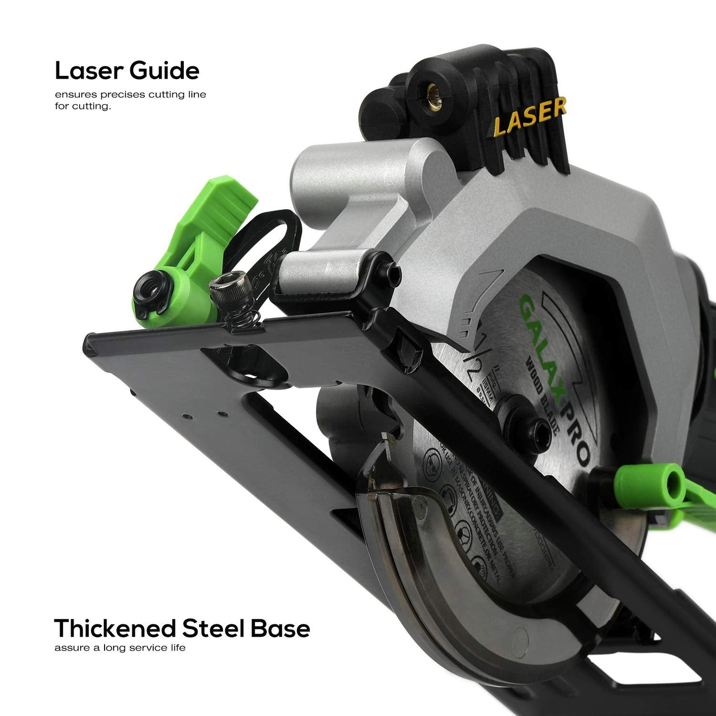 GALAX PRO Mini Circular Saw, DC20V 4-1/2" Cordless Circular Saw with 2.0Ah battery, Laser Guide, Rip Guide, 2 Pcs Blades(24T+ 60T), 3400RPM, Max Cutting Depth 1-11/16"(90°), 1-1/8"(45°)