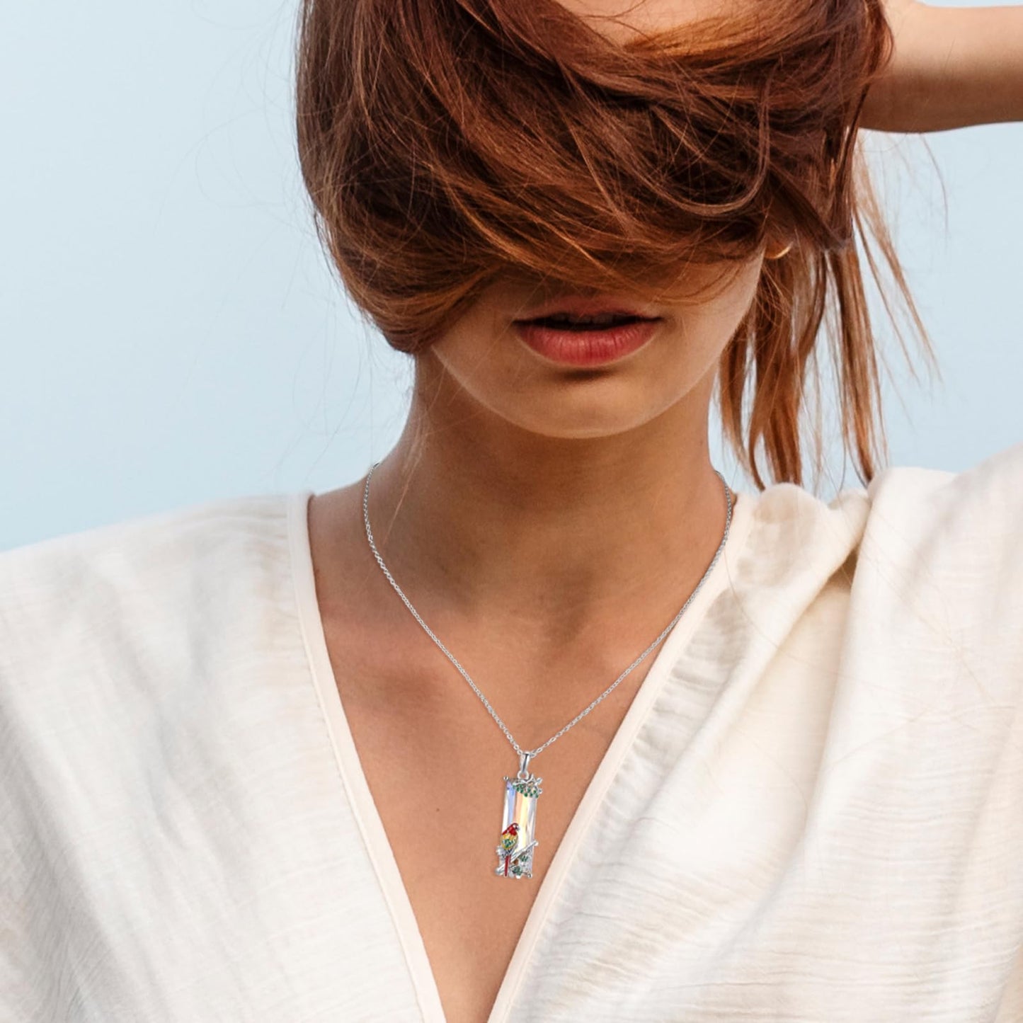 AENEAS Valentines Day Gifts for Women Her Bird Necklace 925 Sterling Silver Cute Parrot Crystal Pendant Necklaces Robin Bird Animal Jewelry Gifts for Women Wife Her