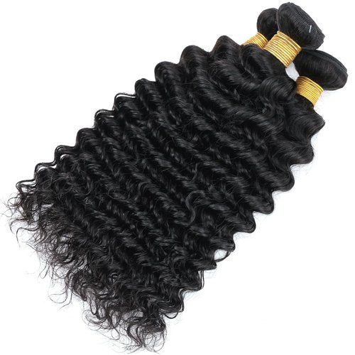 Condescension Brazilian Human Hair Bundles 16 18 20 Inch Deep Wave 3 Bundles Human Hair 100% Unprocessed Remy Brazilian Virgin Weave Hair Natural Black for Women