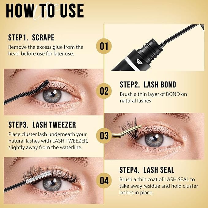 QUEWEL Lash Clusters 320Pcs Cluster Lashes 40D+50D C Curl Lash Cluster Eyelash Extensions Mix12-18mm Individual Eyelashes Clusters Wispy Lash Clusters Thin Band Soft to Use at Home(40D+50D C Mix12-18)