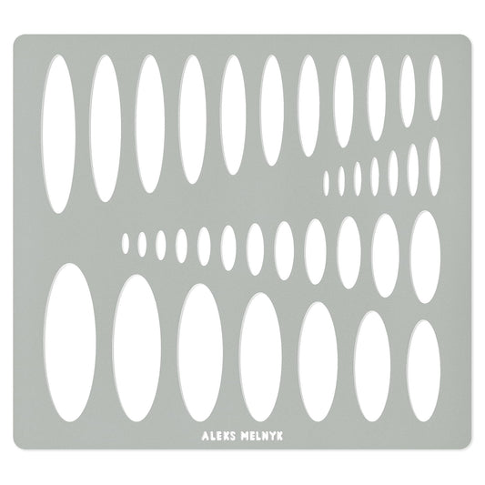 Aleks Melnyk No.208 Metal Ellipse Template, Stencil, Geometric Template, Ellipse Master, Art Oval Tool, Lapidary, Cabochons, Geometric Ruler, Jewelry Oval