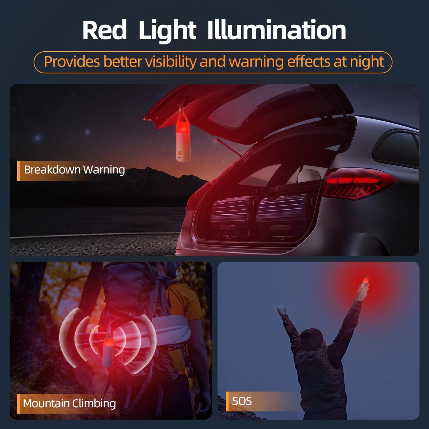 Dawnrise LED Camping Lantern, Up to 350 Hours Rechargeable Camping Light, 4 Modes Outdoor Flashlight Lantern with Red Light, Water Resistant Portable Tent Light for Emergency,Hiking,Hurricane (2PK)