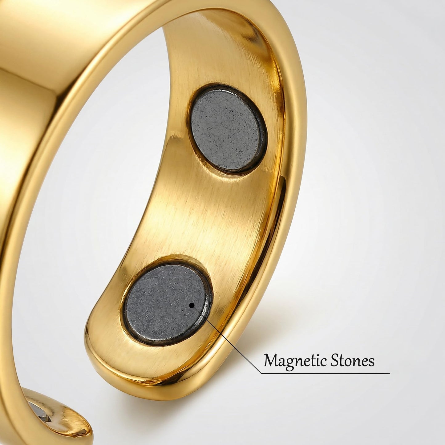 2PCS Magnetic Rings for Women Anti Snoring Ring Auvulis Migraine Rings Titanium Ion Magtherapy Lymphatic Drainage Rings Lymph Nodes Acupuncture Therapy Stainless Steel Ring For Women Men Health Jewelry Gifts (B：2Pcs-Two magnetic strips)