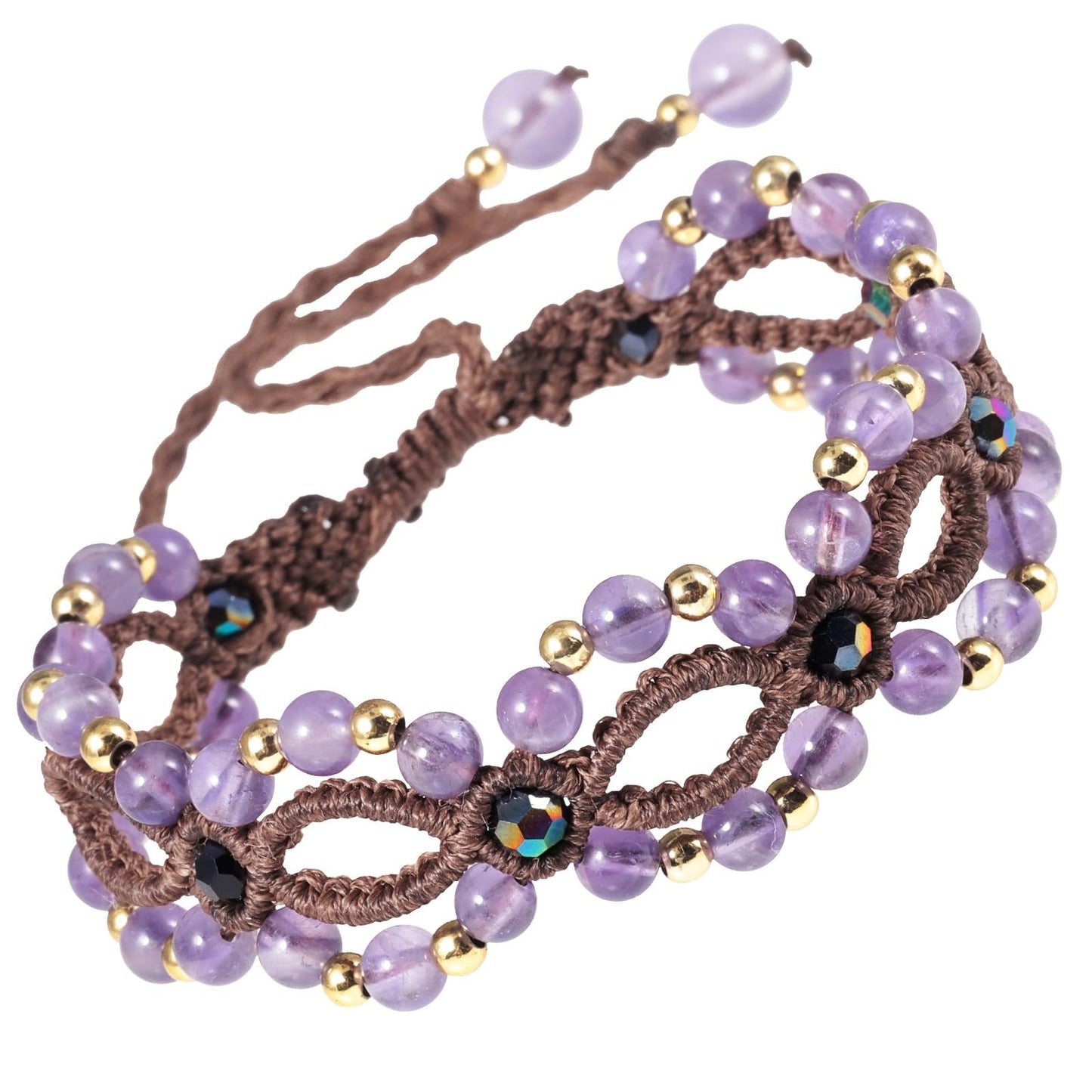 TUMBEELLUWA Handmade Boho Braided Bracelets Healing Crystal Layered Beaded Bracelet Chakra Jewelry Gifts for Women, Amethyst