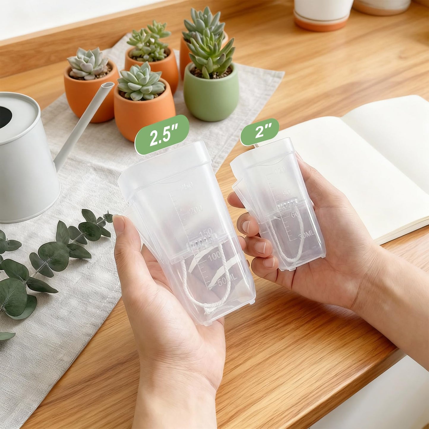 15-Pack 2.5 Inch Mini Self Watering Pots for Indoor Plants, Semi Hydroponic Pots, Small Clear Plastic Planters, Drainage Hole, Water Level Indicator, African Violets, Alocasia, Cutting, Seeding