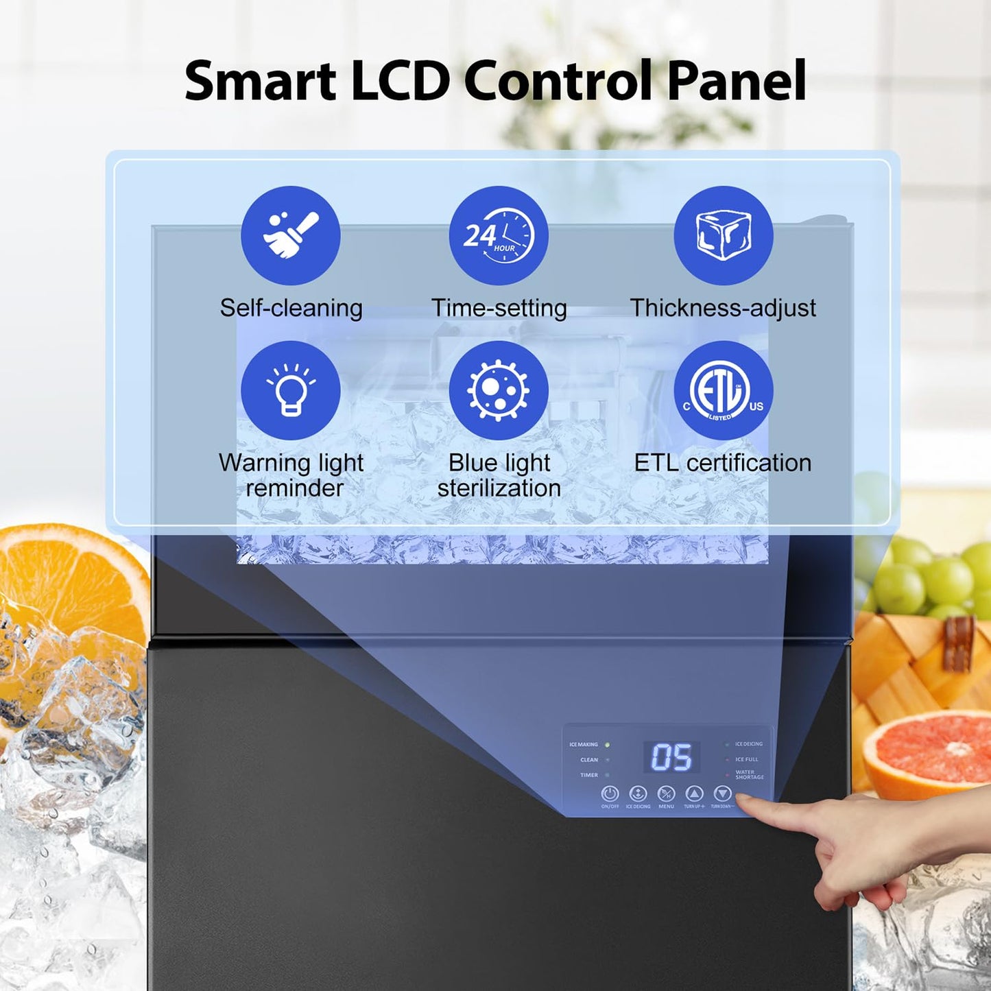 TAZPI Commercial Ice Maker 160 LBS/24H, 15" Wide Under Counter Ice Maker with 35LBS Ice Storage Capacity, Commercial Ice Machine 63Pcs Clear Ice Cubes Built-in or Freestanding Large Ice Machine