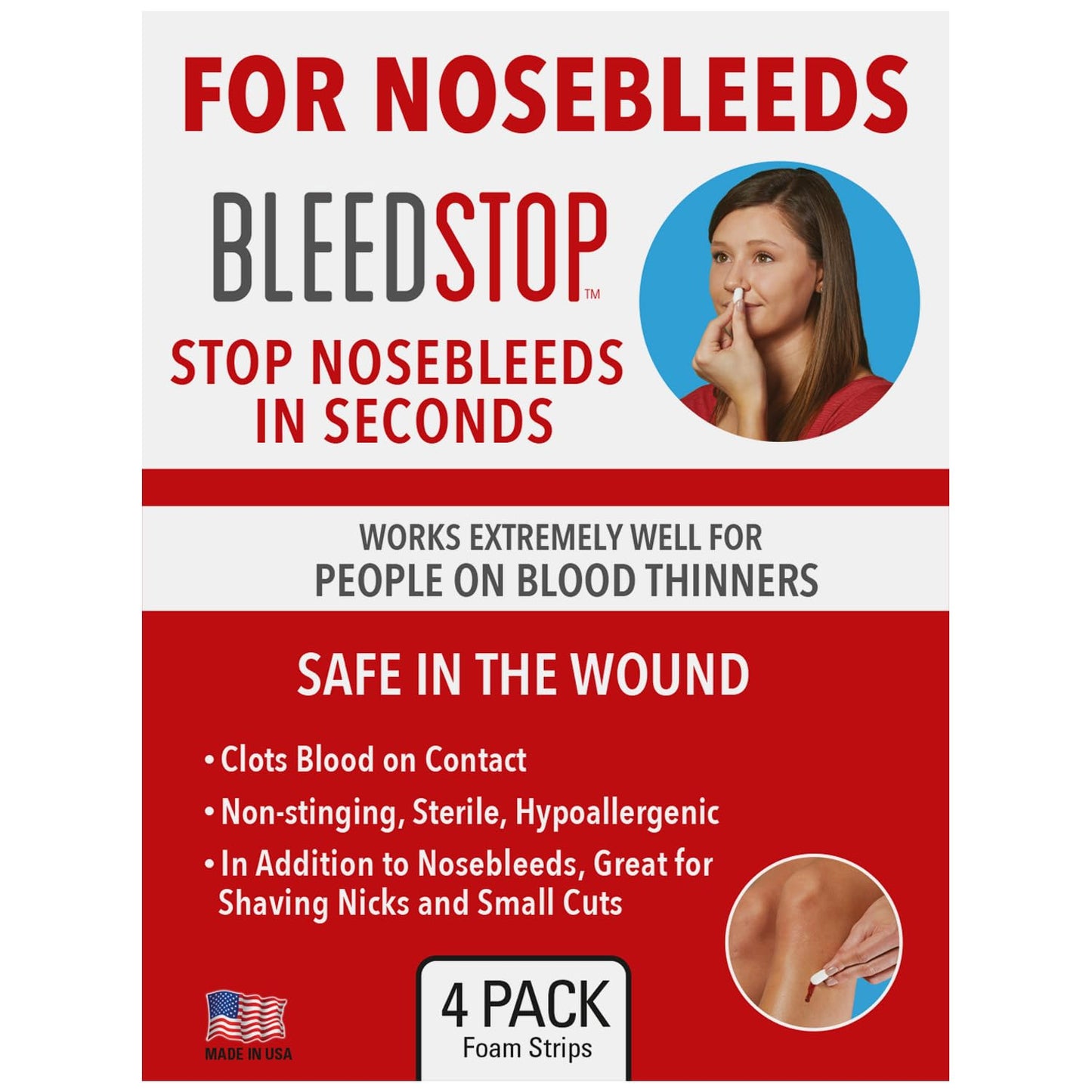 BleedStop™ First Aid Powder and Strip for Blood Clotting, Trauma Kit, Blood Thinner Patients, Camping Safety, and Survival Equipment for Moderate to Severe Bleeding Wounds or Nosebleeds