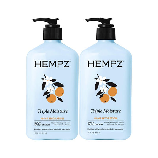 Hempz Triple Moisture Herbal Whipped Body Crème Lotion Moisturizer, 17 Fl Oz (Pack of 2)