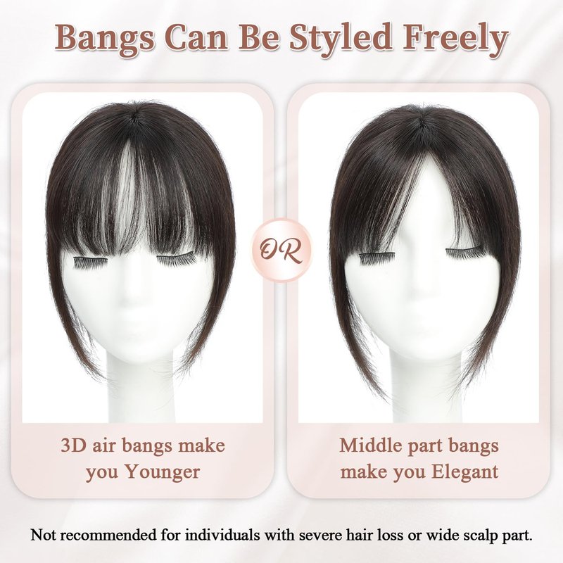 Molefi Clip in Bangs,100% Real Human Hair Clip on Bangs for Women 360 Cover Human Hair Topper with Bangs for Daily Use.