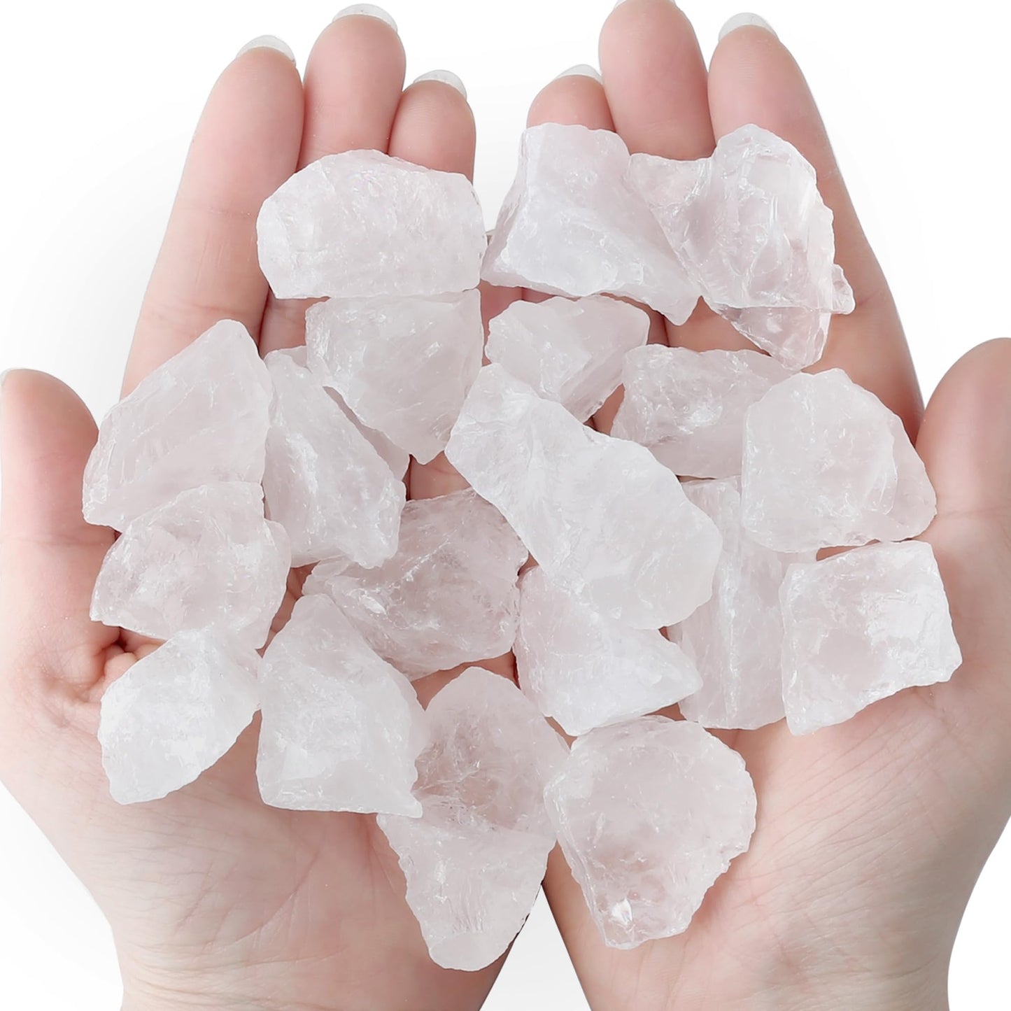 QINJIEJIE Clear Quartz Crystals Raw Stones Bulk Healing Crystal Large 1" Gemstones Rocks for Tumbling Cabbing Fountain Rough Quartz Decor Polishing Wicca Reiki Stone