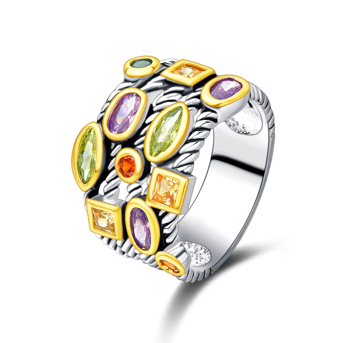 UNY JEWEL Ring Beautiful Multi CZ Twisted Cable Wire Designer Fashion Brand Vintage Love Antique Womens Jewelry (6)