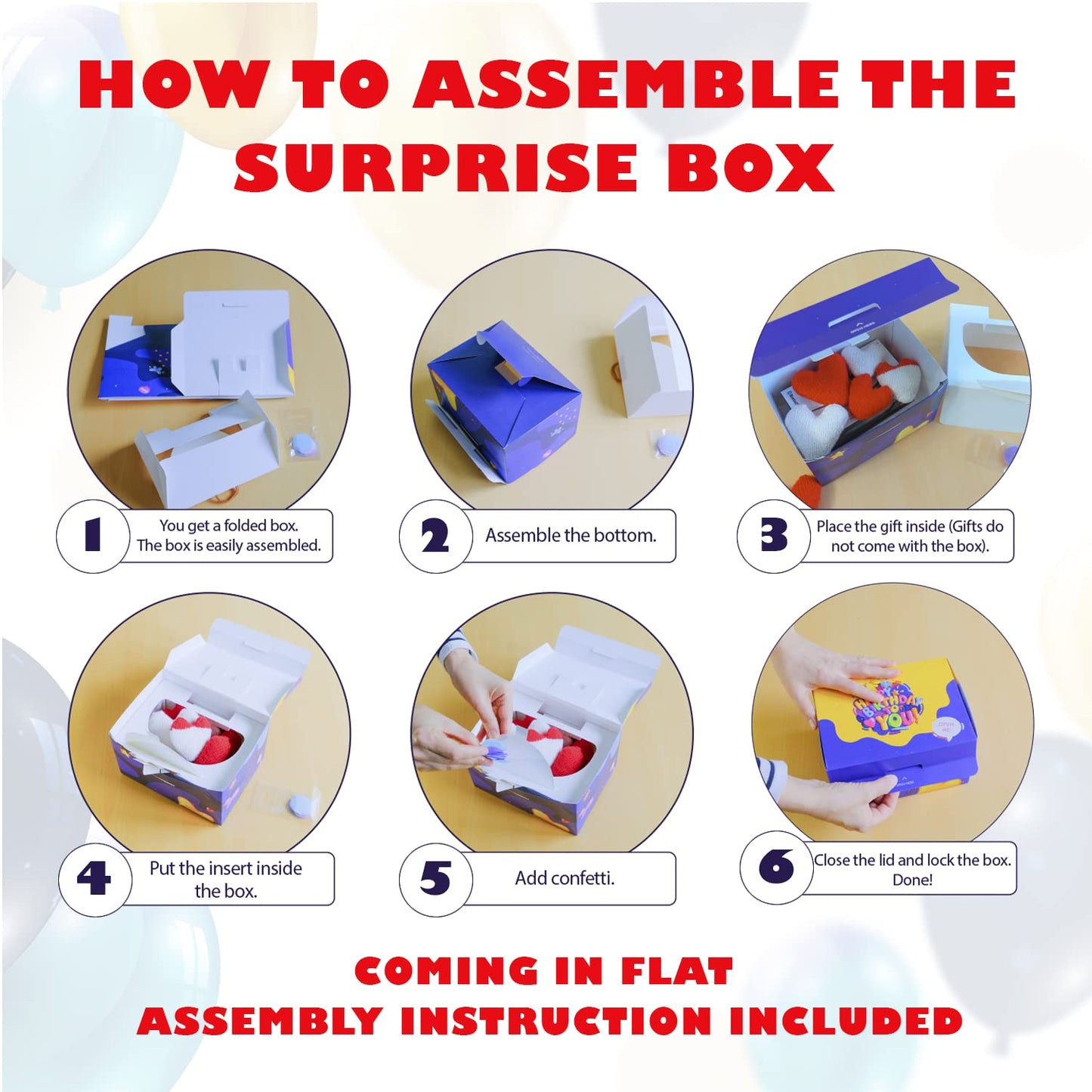 FETTIPOP Gift Box Surprise Exploding KIT (Black - For you) 7.1x5.5x4.3 in, Confetti Explosion Birthday, Party, Father’s and Mother’s Day, Graduations, Anniversaries, Any Occasion