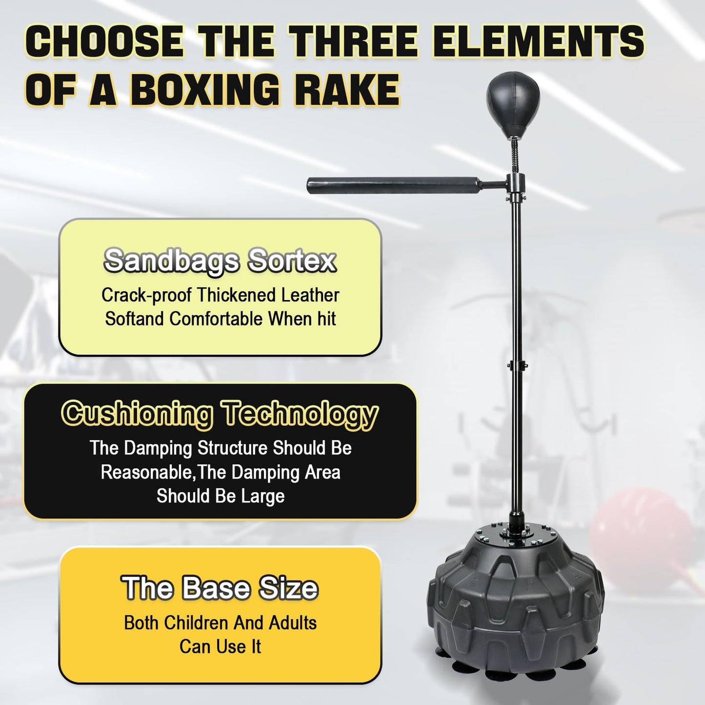 Punching Bag Boxing Speed Ball Trainer Spinning Bar Boxing Ball with Reflex Bar Free Standing 45-80in Adjustable Height for Adult Youth