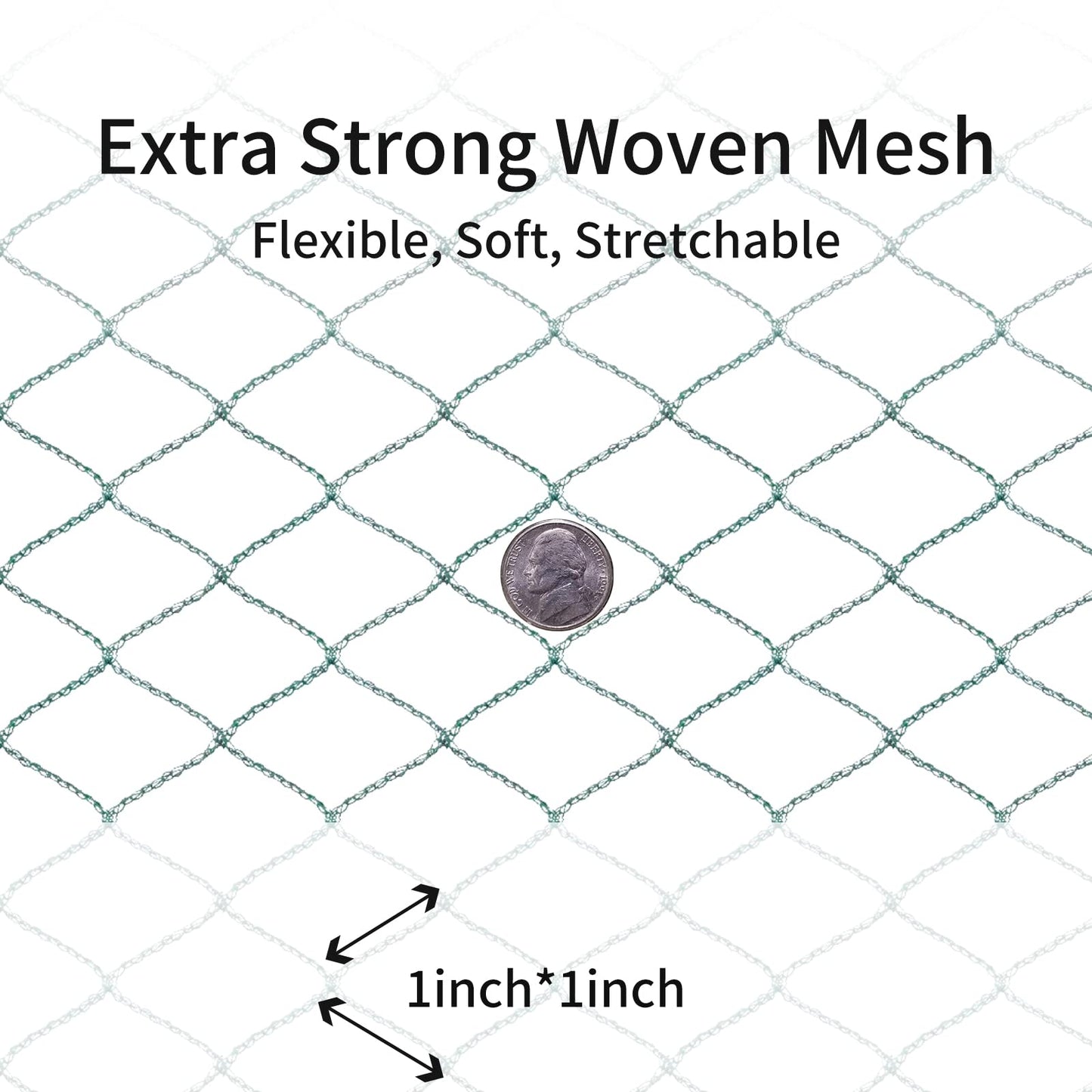 Bird Netting 20'x40' with 1" Square Mesh Bird Net Garden Netting for Chicken Coop, Aviary, Deer Fence, Chicken Netting Fruit Tree Netting