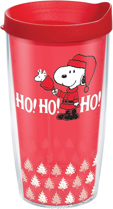 Tervis Peanuts - Ho Ho Ho Christmas Made in USA Double Walled Insulated Tumbler Travel Cup Keeps Drinks Cold & Hot, 16oz, Classic