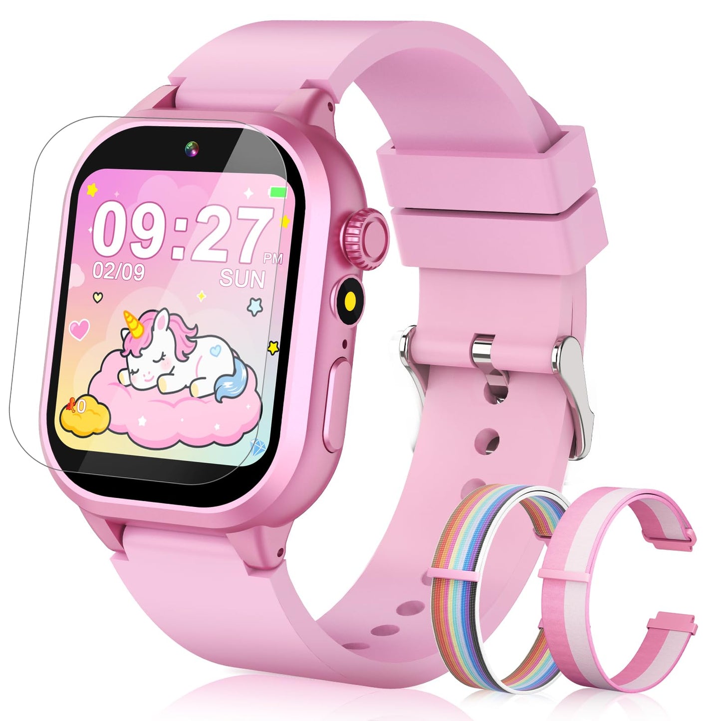 Kids Smart Watch Girls Gift for Girl Aged 5-12, 40 Games HD TouchScreen Kids Watch with Video Camera Music Pedometer Audiostory Learn Card Toys Birthday Gifts for Girls Ages 5 6 7 8 9 10(Pink)