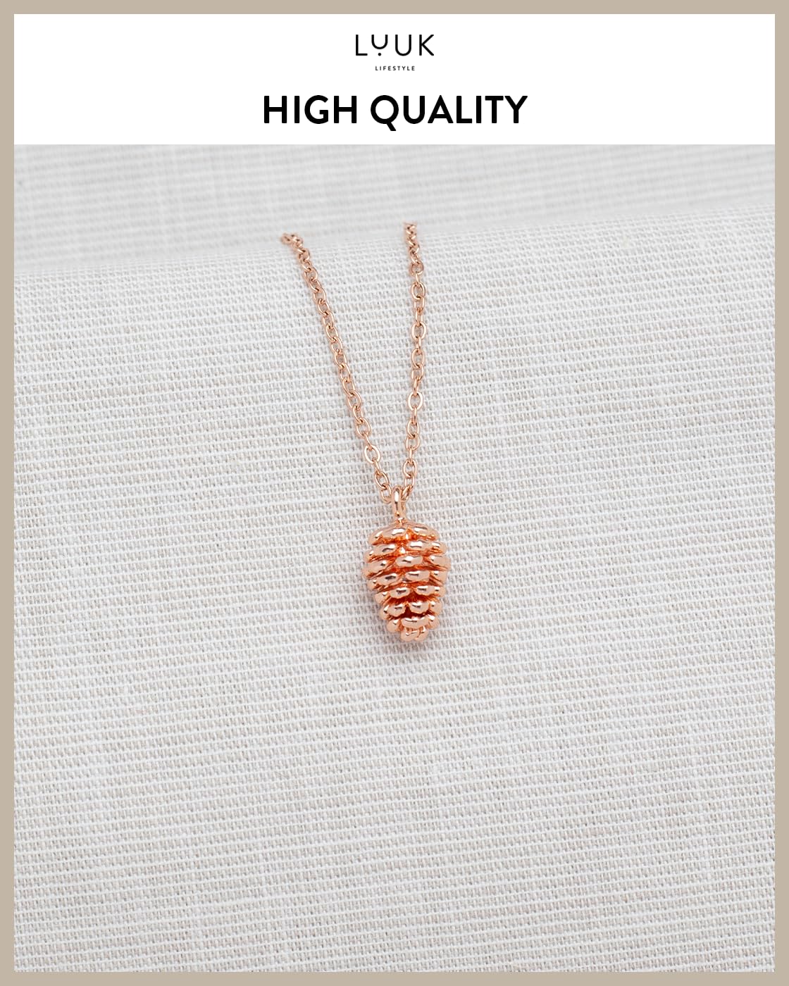 LUUK LIFESTYLE Waterproof Pinecone pendant necklace, tarnish-free, 19in adjustable sturdy chain, Gift for sister friend daughter, holiday dainty trendy aesthetic simple (with Motivational Gift Card)