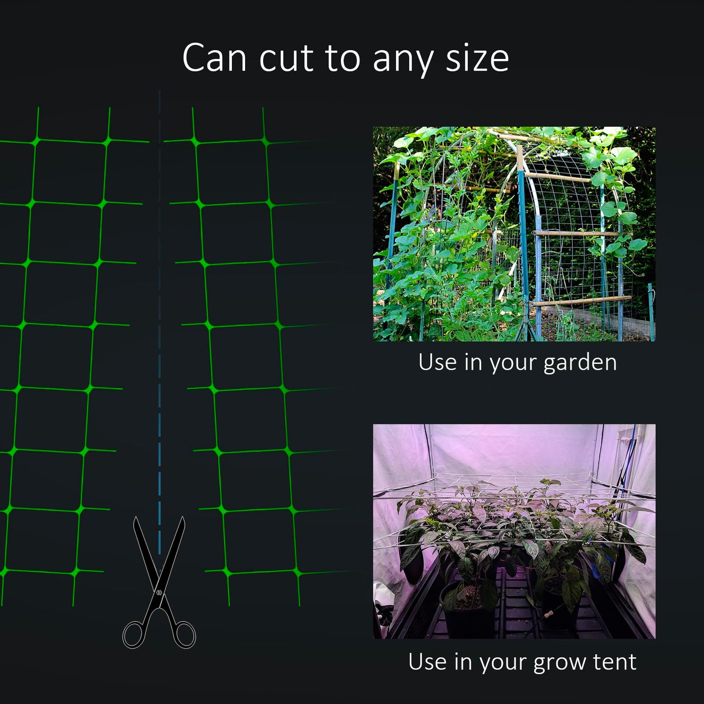 Toolazy Trellis Netting 47" x328' Green - Heavy Duty 6" Mesh Plant Support Net for Climbing Vegetables, Garden Trellis Roll for Tomato Cucumber Pea Bean Vine Grow Tent Scrog Hydroponic
