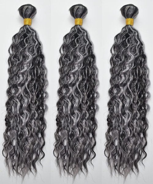 Condescension Bundles Human Hair 14 16 18" inch Jerry Curly Human Hair Bundles Highlight Grey Unprocessed Quick Weave Hair for Black Women