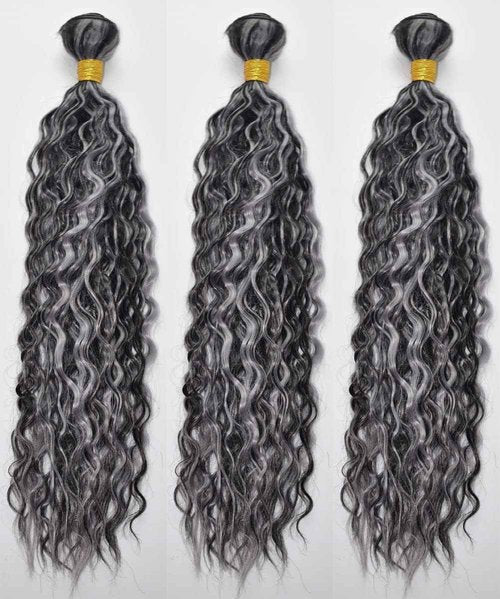 Habiliana Bundles Human Hair 26 28 30 Inch Jerry Curly Wave P1B/GREY Human Hair Bundles 11A Unprocessed Brazilian Virgin Quick Weave Hair Extensions for Black Women