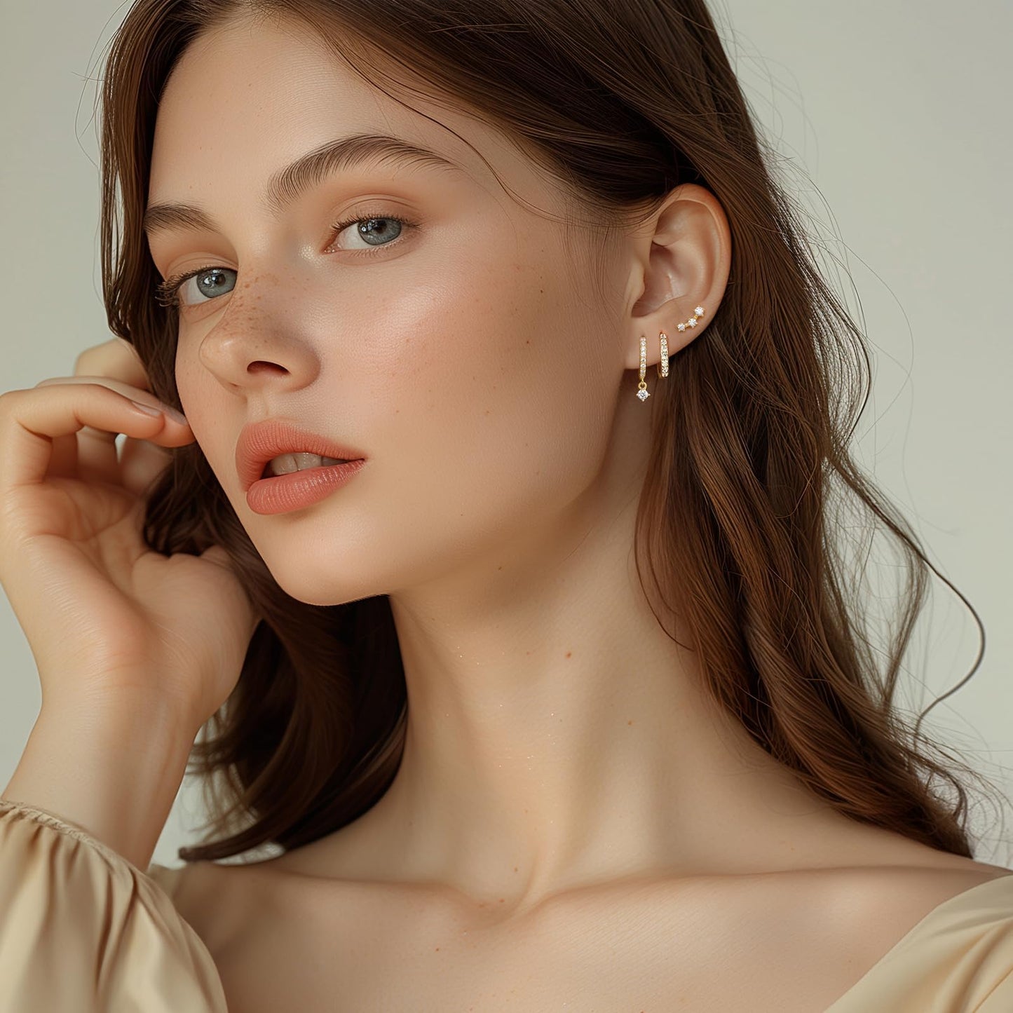 Small 14K Gold Huggie Hoop Earrings Set for Women, Dainty Gold Plated Cartilage Earring for Multiple Piercing, Hypoallergenic Dangle Earrings, Stud Earring Stacks for Women Jewelry Gifts