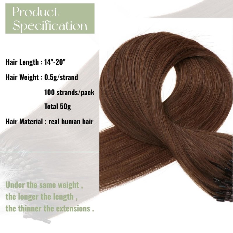 Brown Micro Bead Hair Extensions Short 14 Inch Microlink Human Hair Extensions 100strands 50g Cold Fusion Remy Hair Extension #4 Microlinks Extensions