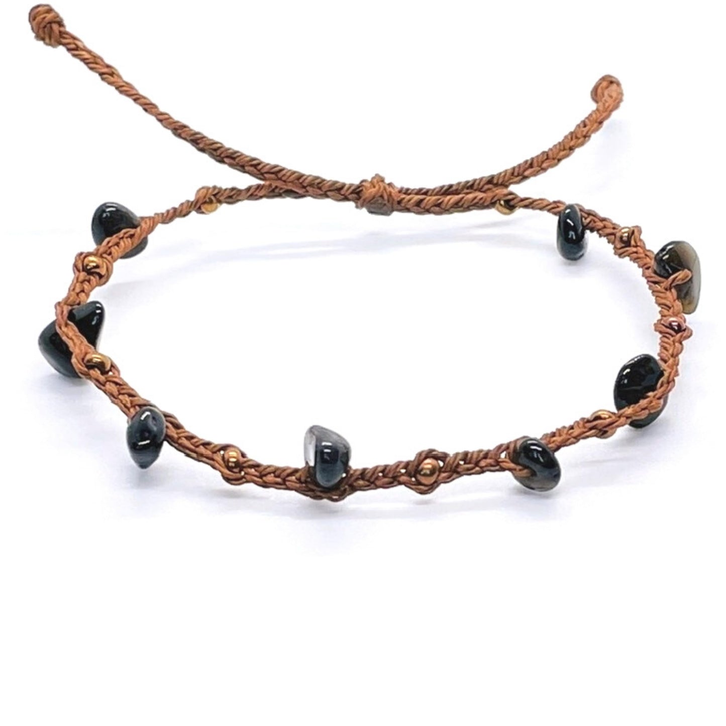 PusSoul Handmade Black Obsidian Small Crystal Bracelet (6.5-7.5'') - Adjustable & Plus Size, Real Black Obsidian, Waterproof, Chakra Beaded - Unusual Jewelry for Women, Girl & Friendship from