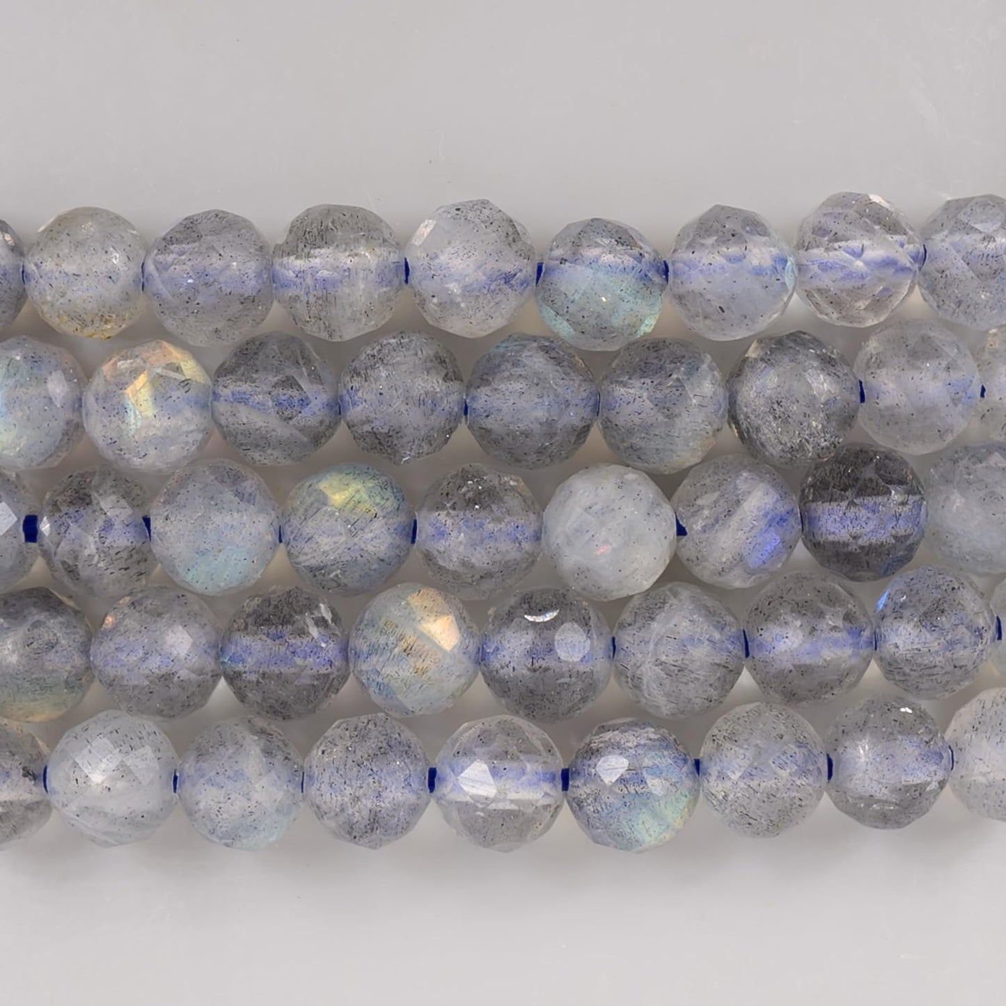 Angelstones Natural Labradorite Gemstone Stretch Bracelet, 4mm Faceted Round Beads, Crystal Healing for Women