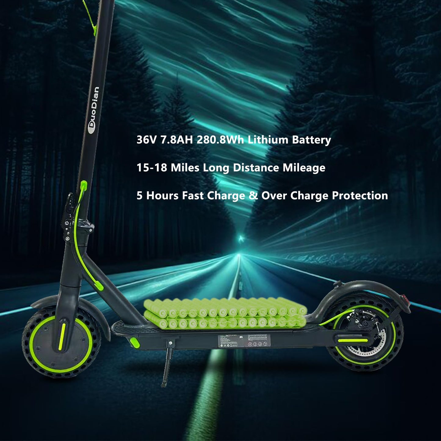 Electric Scooter for Adults, Folding E Scooter with 350W/500W Motor 19Mph Top Speed 18 Miles Long Range, 8.5" Solid Tires Portable Commuting Motorized Kick Scooters Double Braking System - Green