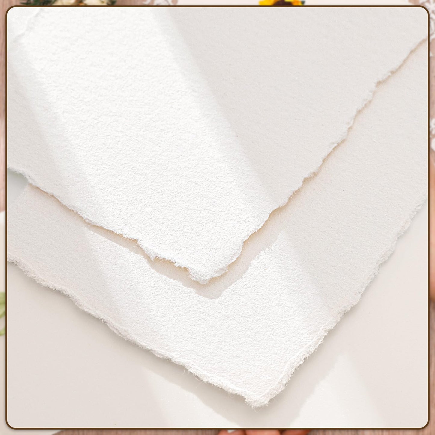 100 Sheets Deckled Edge Paper 5x7 inches, 160 GSM Handmade Paper, Rough/Textured Watercolor Paper for Wedding Invitations, Cards, Crafts Mothers Day Gifts for Mom