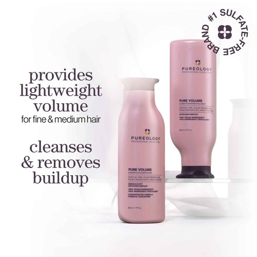 Pureology Pure Volume Shampoo & Conditioner Set - Enhances Volume and Movement, For Flat, Fine, Color Treated Hair, Lightweight, Sulfate-Free & Vegan, 9 Fl oz