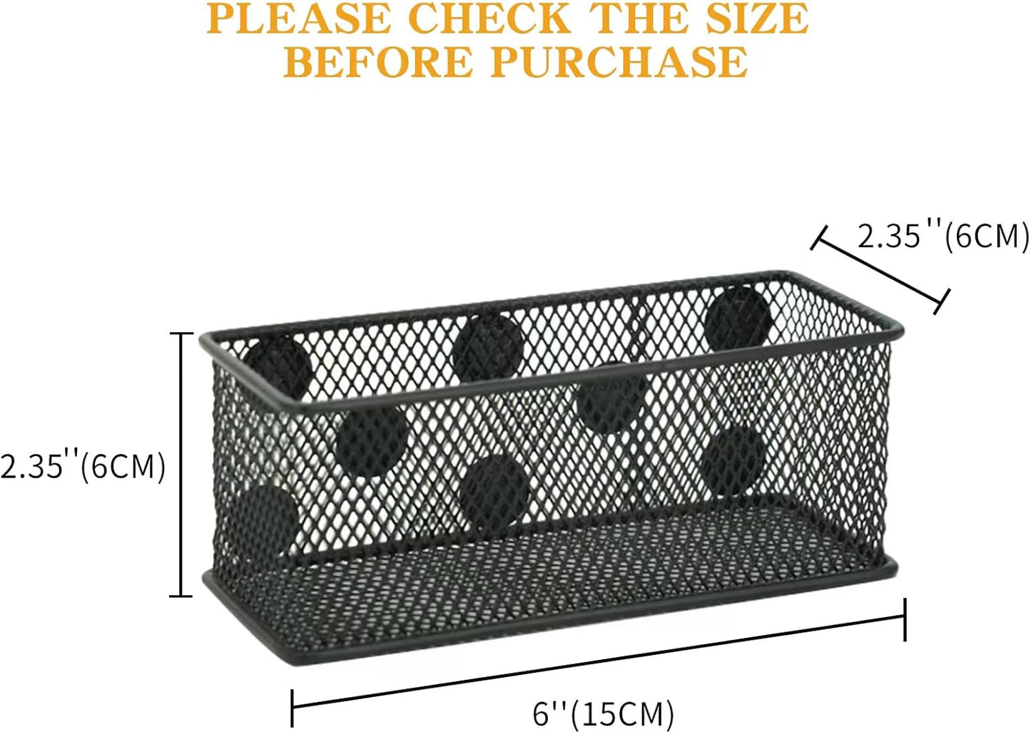 Magnetic Locker Organizer and Accessories，Wire Mesh Magnetic Storage Basket ,Magnetic Holder for Dry Erase Markers,Strong Magnet Pen Holder for Fridge School,Pack 3 (Black)