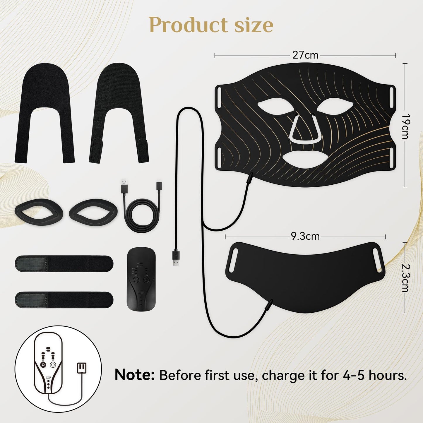 LED Light Therapy Mask Skin Care Mask & Neck, Red & Infrared Lights Masks Wavelength LED Face Mask Light Therapy for Home Use Black