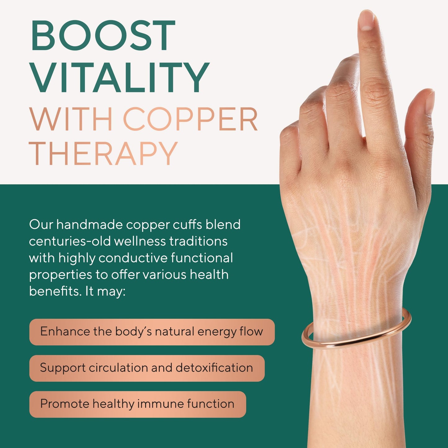 TheraCopper Copper Bracelet for Men & Women — 100% Pure Copper Bracelets — Raw, Solid & Uncoated Authentic Handmade Tibetan Bracelet Cuff Bangles (Barrel)