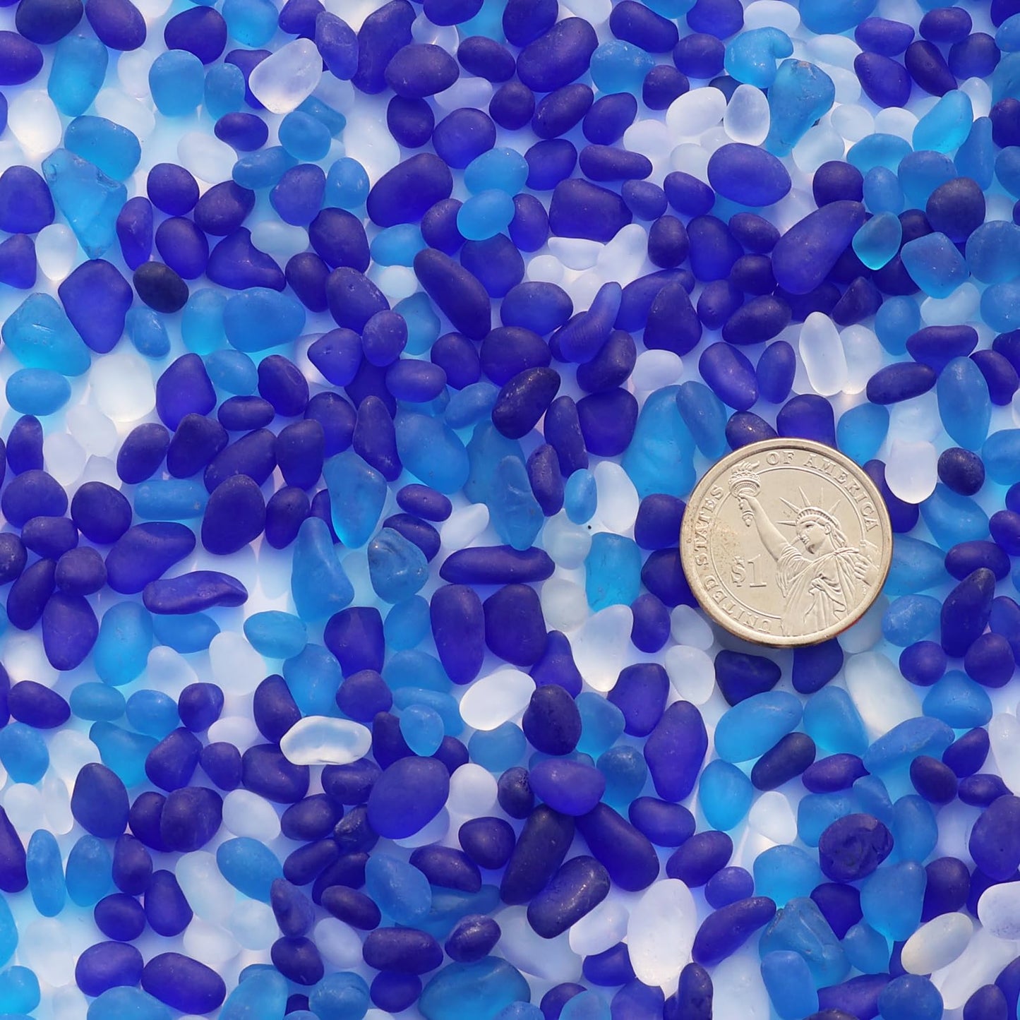 QYGL Sea Glass Stones - 2.9LB/46.4oz Blue Mixed Frosted Glass Pebbles Gemstones - Perfect for Aquarium Rocks, Fish Tank Gravel, Vase Fillers, Seaglass DIY Crafts, and Home Decor