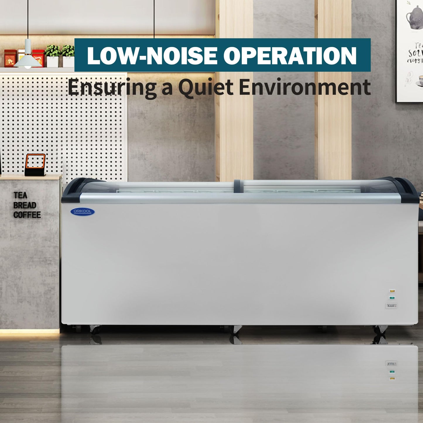 ORIKOOL Commercial Ice cream Display Freezer: 19.3 Cu.FT Chest Freezer with Curved Glass Top, -9.4℉ to 5℉, LED Light, Large Capacity for Convenience Store, Supermarket, Restaurant