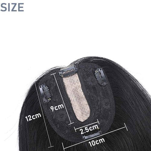 SEGO Clip in Hair Topper for Women, No Bangs Remy Human Hair Toppers, Silk Base Top Wiglet Hairpieces for Hair Loss Thinning Cover Grey 4 Clips