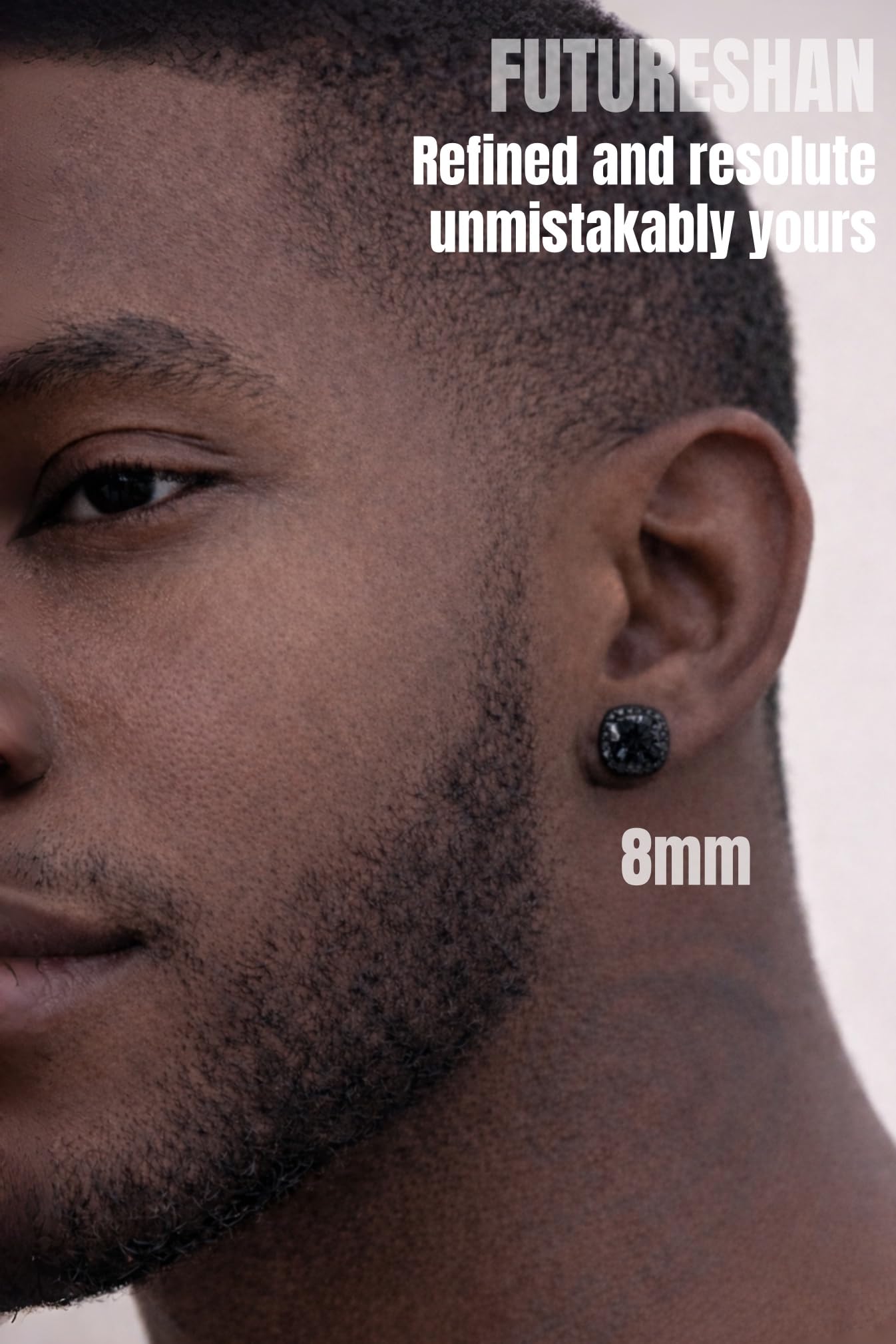 2 Pairs Magnetic Earrings for Men Clip On Fake Earrings Non Pierced, Stainless Steel Magnet Nose Stud Piercings for Women, 8MM, Black Color