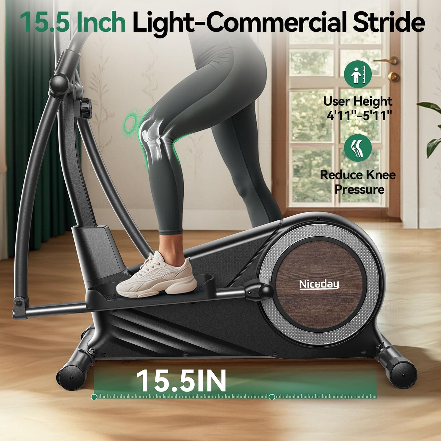 Niceday Elliptical Exercise Machine, Elliptical Machine for Home, Elliptical Training Machine with 15.5IN Stride, Magnetic Elliptical Trainer with16 Resistance Levels, 400LBS Loading Capacity Black