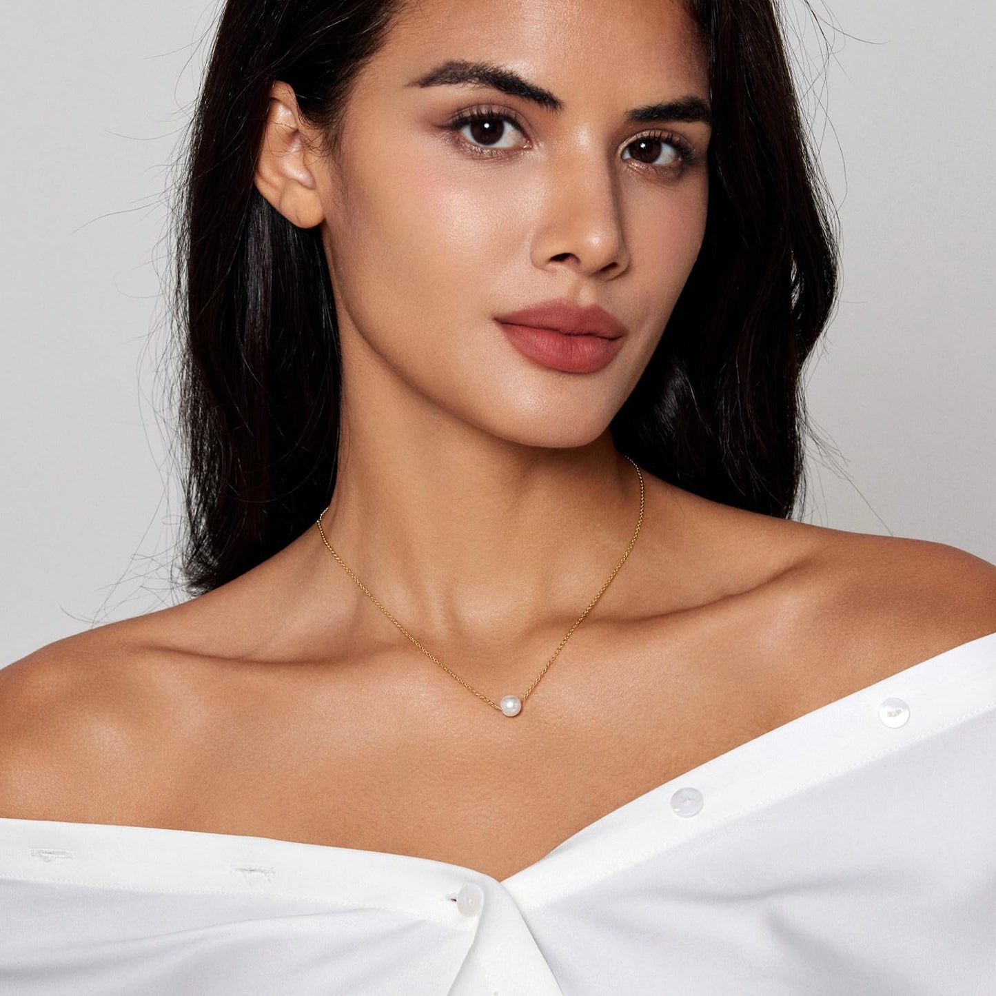 Zeffy Pearl Necklaces for Women, Single Pearl Choker Adjustable Necklace Tiny Simple Handmade Pearl Chain Women Everyday Jewelry Gifts