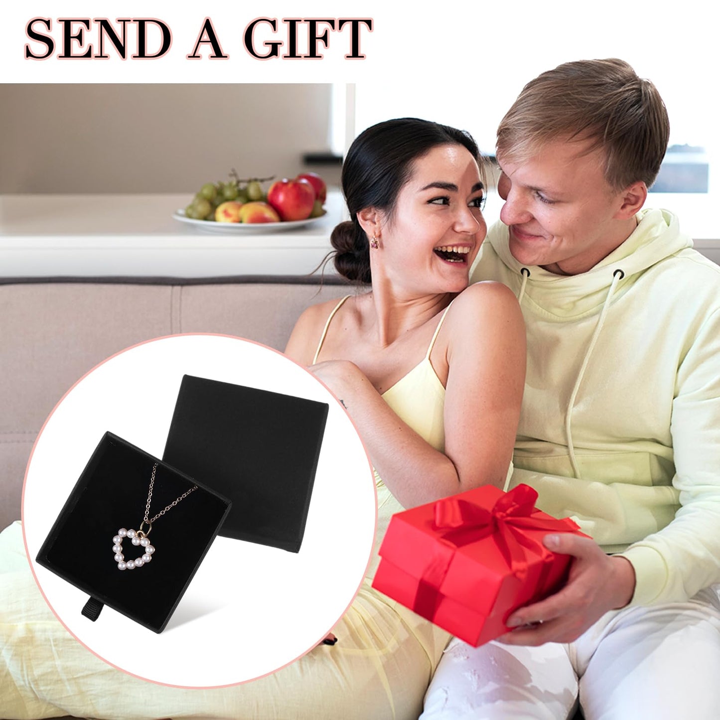 Nogeqi 3 Pack Jewelry Gift Box, Cardboard Small Jewelry Box, 2.76x2.76x0.67in Square Small Gift Boxes Storage Case for Bracelets Earrings Necklaces Gifts (Black)