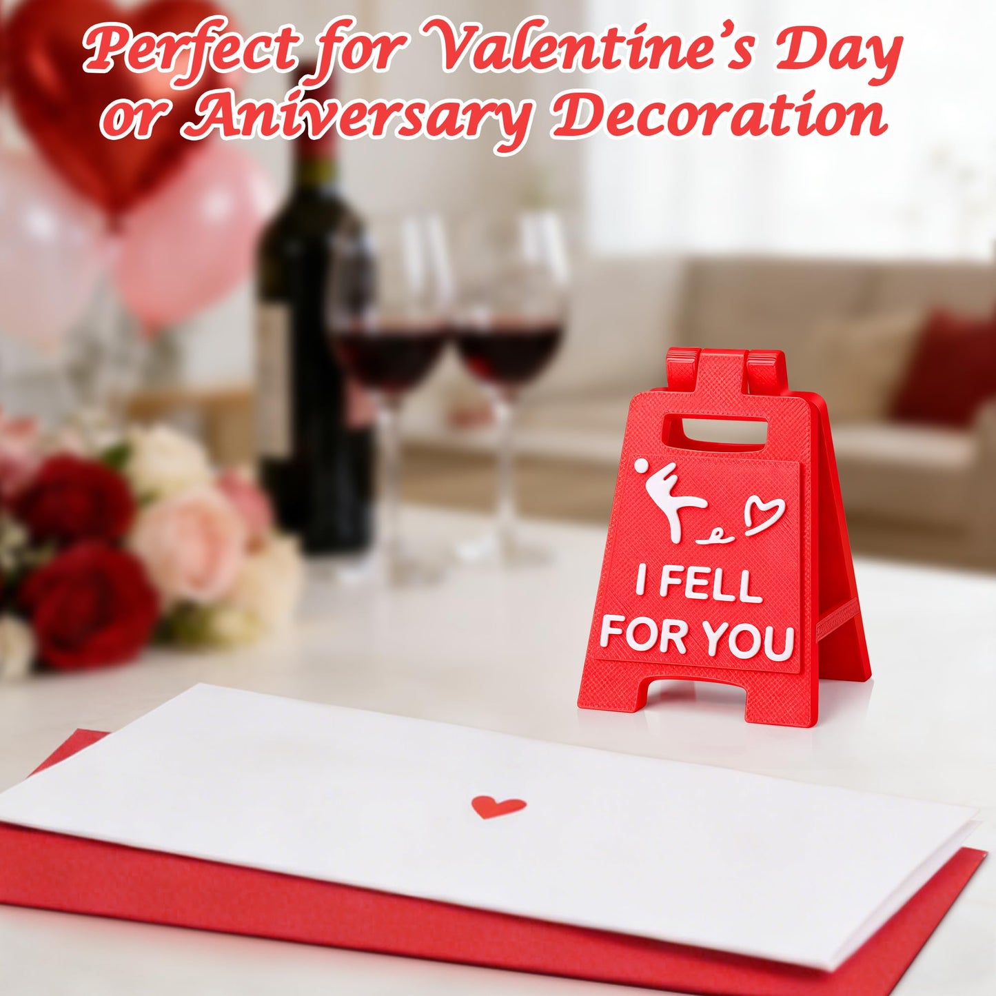 Mini Sign Valentines Day Her Him Gifts for Girlfriend Boyfriend Anniversary Women Gifts for Wife Husband Birthday Romantic Love You Gift for Couples Fiancee I Fell for You 3D Printed Desk Decor Sign
