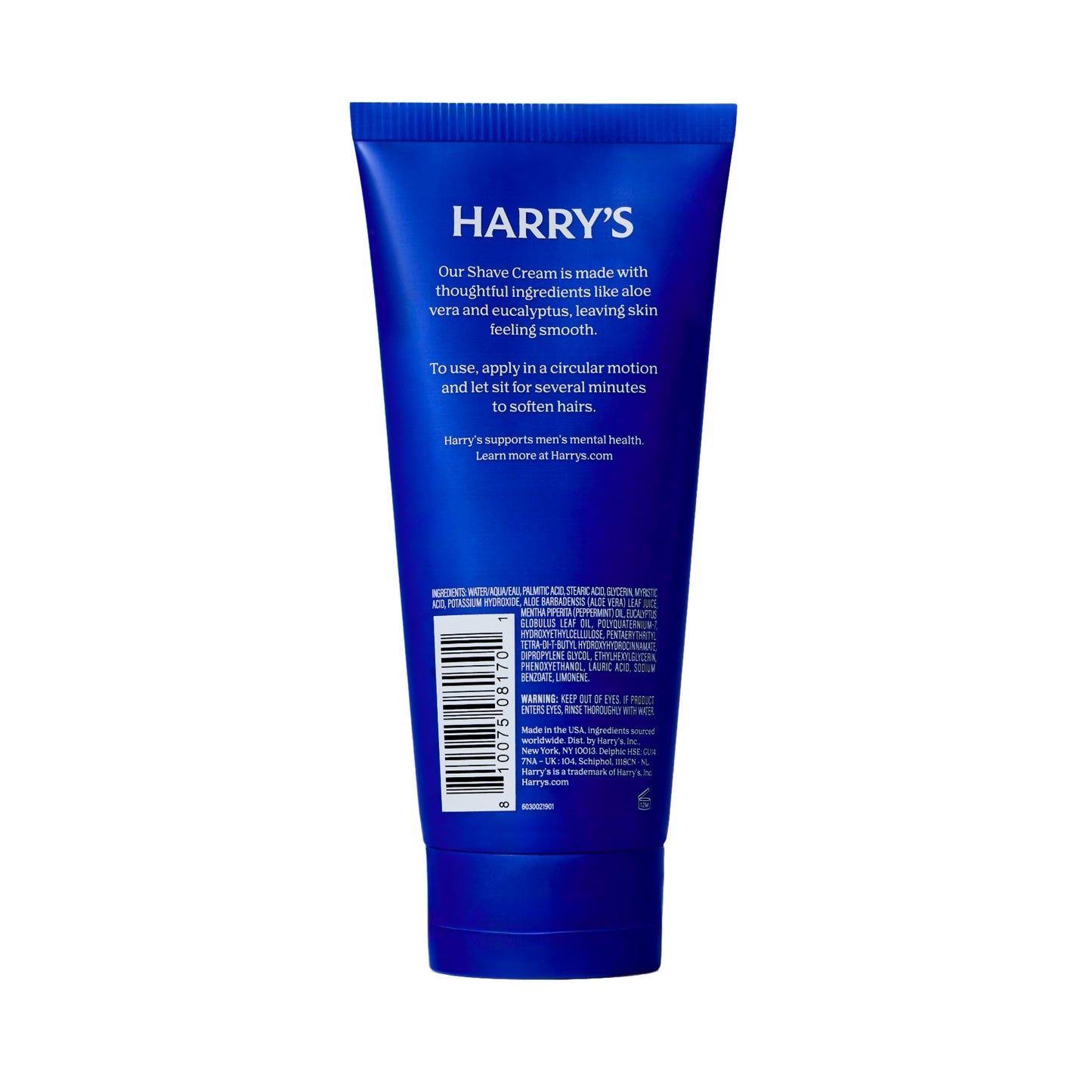 Harry's Shaving Cream for Men with Aloe and Eucalyptus - 6 oz - Conditions Skin and Softens Facial Hair for Shaving - Safe-for Sensitive Skin,(Pack of 4)