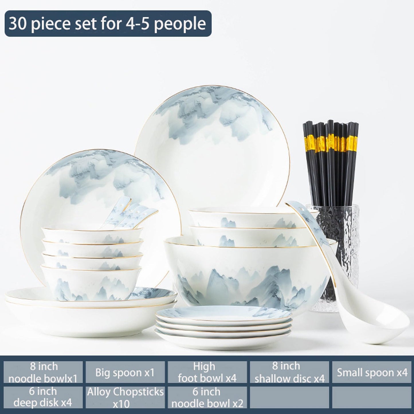 Stoneware Tableware Set, 60 Pieces For 6 People, Dishwasher And Microwave Safe, Family Gathering Gift, High-end Durable Porcelain (30 piece set)